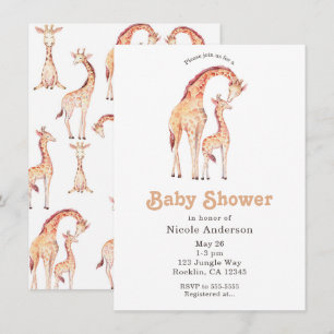 Brun Giraffers Nyckfulla Bebis Shower Inbjudningar