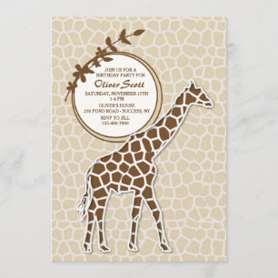 Brun giraffinbjudan inbjudningar