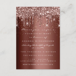 Brun Glitter-drivrutiner Ro Birthday Guld Confetti Inbjudningar