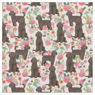 Brun Golden Doodle vintage blommigt kräm Tyg