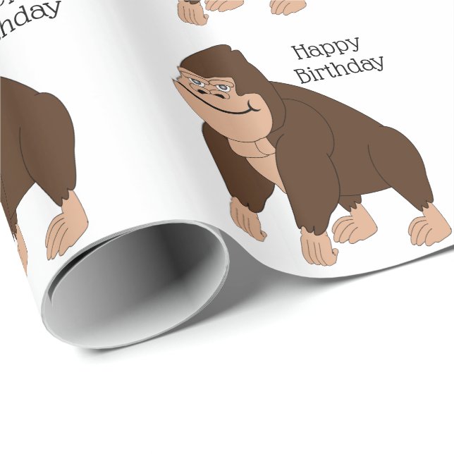 Brun Gorilla Design Födelsedagspresentpapper Presentpapper (Rullad Hörn)