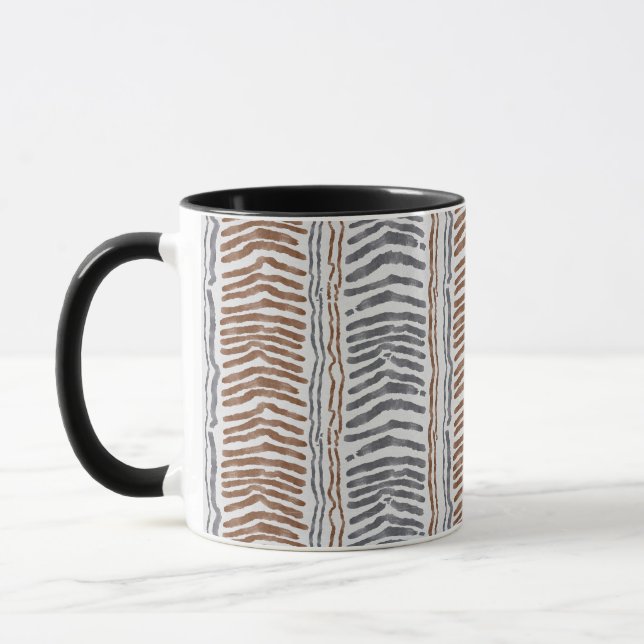 Brun Grå Modern Rand Fryst Glas Mugg (Vänster)