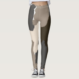 Brun, Grått, smak och ivoriafingertavla Leggings