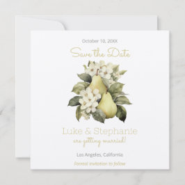 Brun & Grön Päronkvadrat Spara datum-kort Datumet