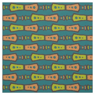 Brun Grön Teal Svart Tribal Mönster Tyg