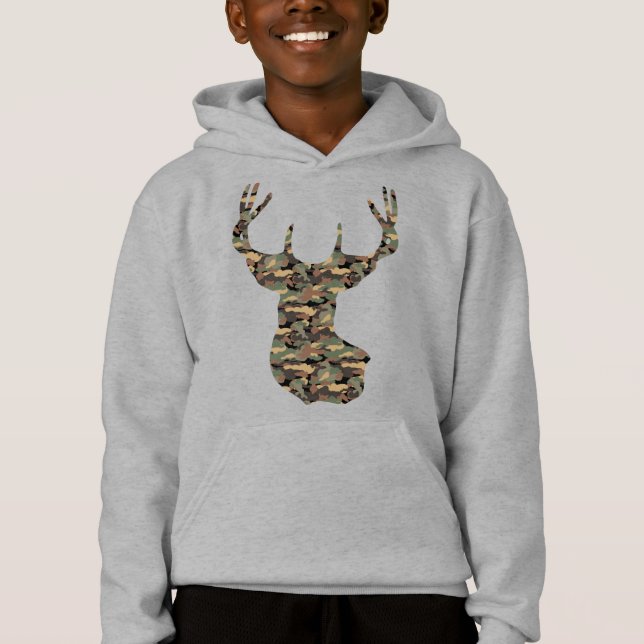 Brun Grön Träd Barkmönster Hjort T Shirt (Framsida)