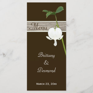 Brun, Grönt Bleeding Heart Menu Card Meny