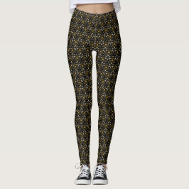 Brun, grönt, gräddspridda blommönster leggings