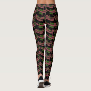 Brun Grönt och svart Abstrakt Yoga Dam Leggings
