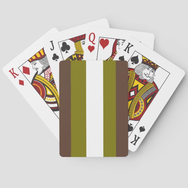 Brun, grönt och vit rand casinokort (Baksidan)