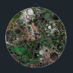 Brun, Grönt, Svartvit Färg Darttavla<br><div class="desc">Digitalmålning,  färg-vätskekonst i brunt,  vitt,  grönt och svart.</div>