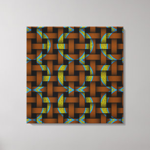 Brun Grönt Tribal Art Circle Mönster Weave Canvas