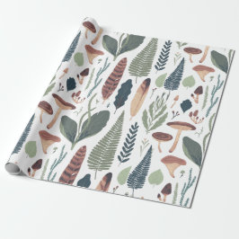 Brun & Grönt Woodland Foliage Patternt Presentpapper