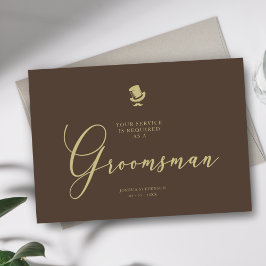Brun Groomsman Chic Bröllop Simple Frieri Card