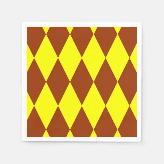 Brun gul Harlekinrutig design  Pappersservett (Framsidan)
