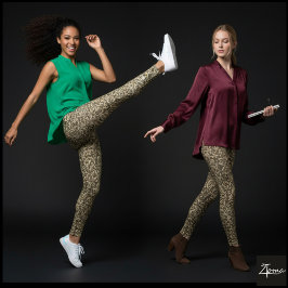 Brun Guld Damast Vintage Blommig Vävnad Leggings