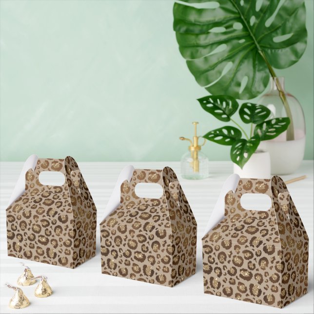 Brun Guld Glitter Leopard Skriv ut Presentaskar (Multipel)