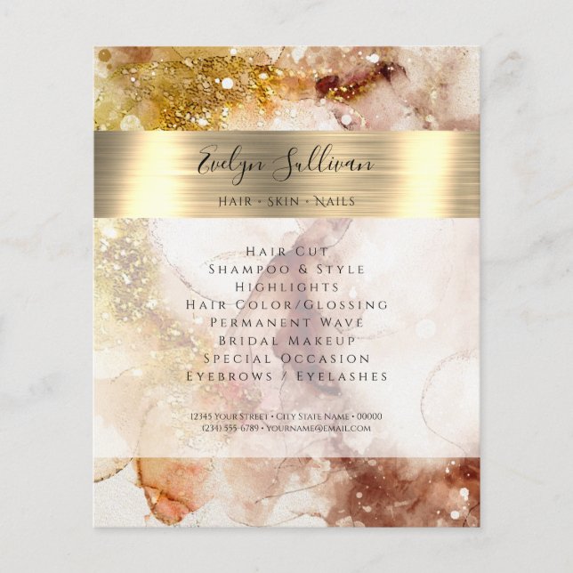 Brun guld glitter, vattenfärgsflygare flygblad (Framsidan)