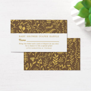 Brun & Guld Orientaliskt Blommigt, Blöjlotteri Bil Visitkort