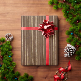 Brun Guld Ränder Jul Presentpapper
