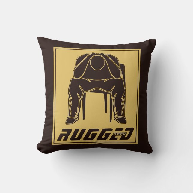 brun guld Ruggad Man Holding Head | Thinking Man Kudde (Framsida)