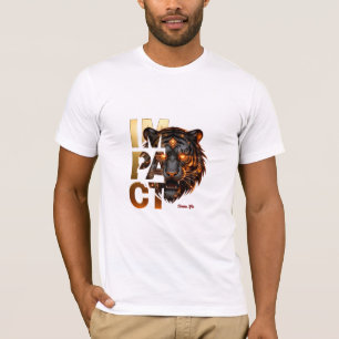 Brun Guld Tiger 'IMPACT' - Djärv Guld Estetik T Shirt
