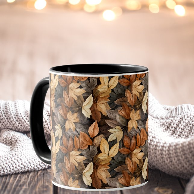 Brun Guld Watercolor Höst löv-kaffe Mugg (Skapare uppladdad)