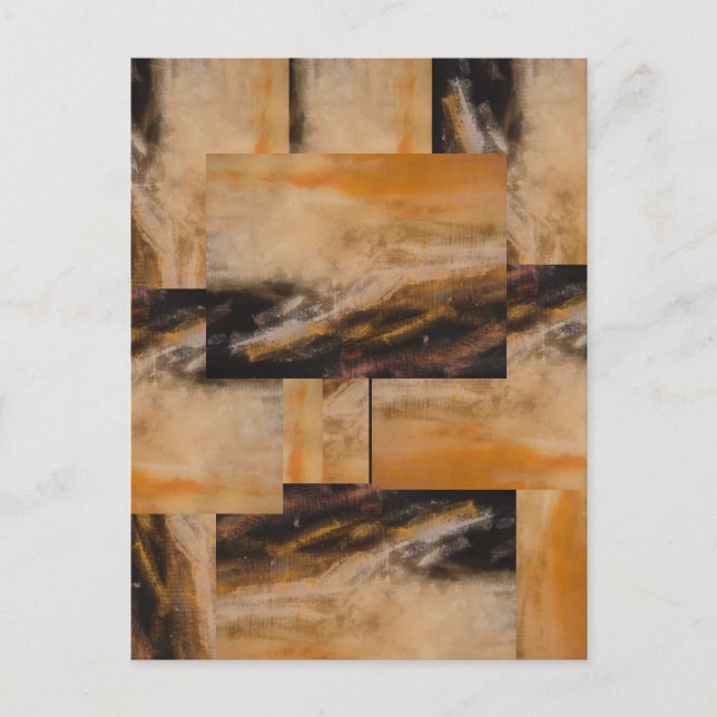 Brun Gult Abstrakt design Vykort (Framsida)