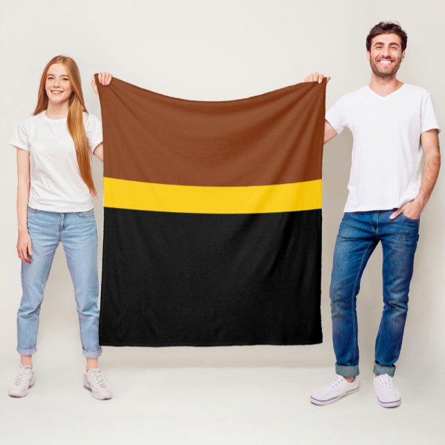 Brun Gult Black Färg Block Stil Design Fleecefilt (Skapare uppladdad)