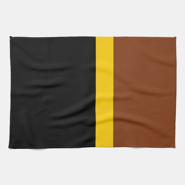 Brun Gult Black Färg Block Stil Design Kökshandduk (Horisontell)
