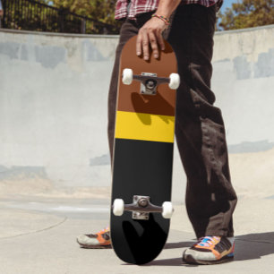 Brun Gult Black Färg Block Stil Design Mini Skateboard Bräda 18,5 Cm