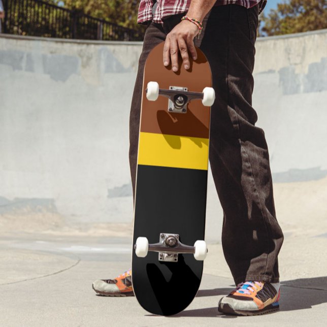 Brun Gult Black Färg Block Stil Design Mini Skateboard Bräda 18,5 Cm (Skapare uppladdad)