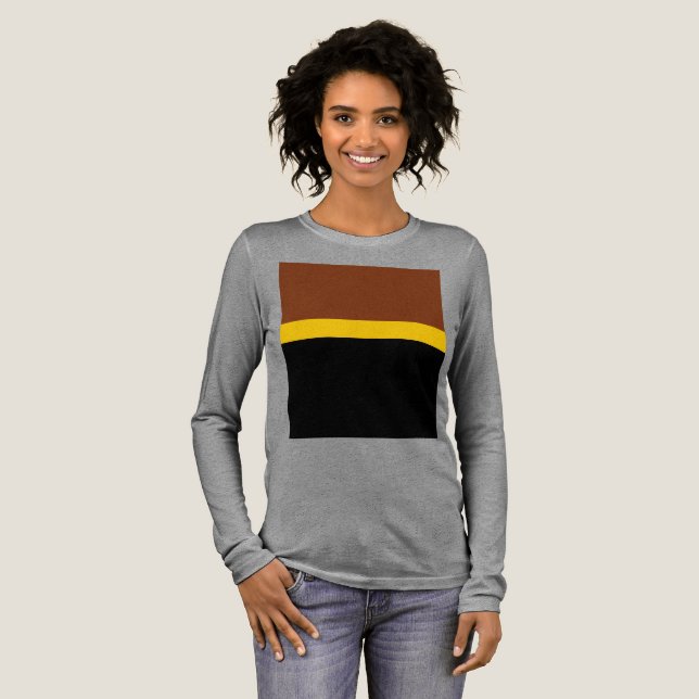 Brun Gult Black Färg Block Stil Design T Shirt (Hel framsida)