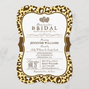 Brun, Gult Leopard Animal Print Möhippa Inbjudningar
