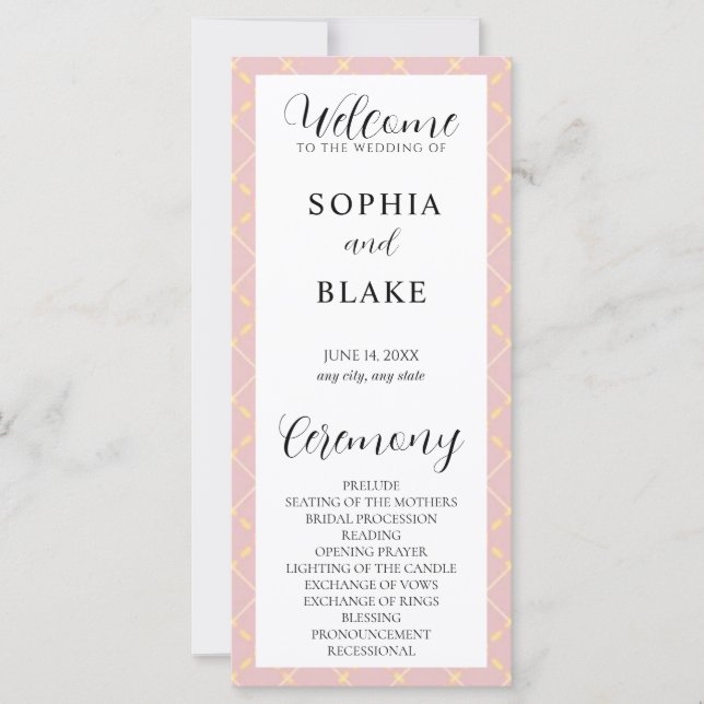 Brun, Gult och vitt Bröllopsprogram (Framsida)