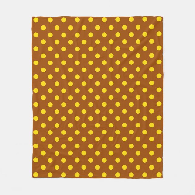 Brun Gult Polka dots Design Fleecefilt (Framsidan)
