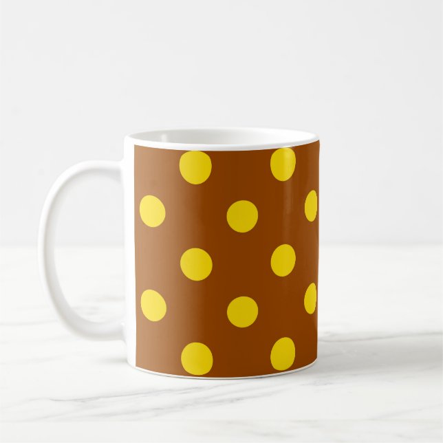 Brun Gult Polka dots Design Kaffemugg (Vänster)