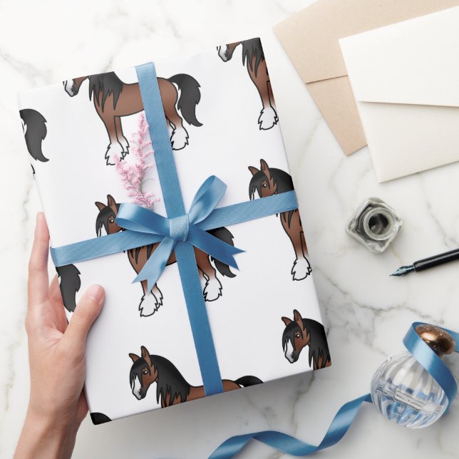 Brun Gypsy Vanner Clydesdale Shire Häst Mönster Presentpapper (Gifting)