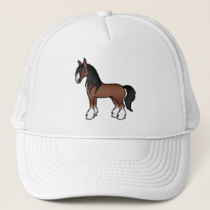 Brun Gypsy Vanner Clydesdale Shire Tecknad Häst Keps