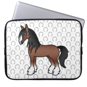 Brun Gypsy Vanner Clydesdale Shire Tecknad Häst Laptop Fodral