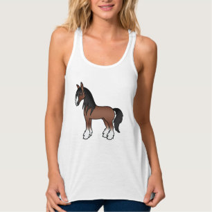 Brun Gypsy Vanner Clydesdale Shire Tecknad Häst Linne Med Racerback