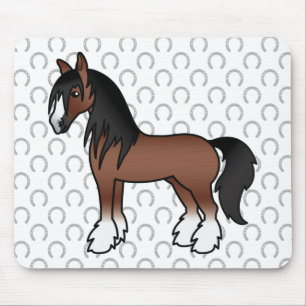Brun Gypsy Vanner Clydesdale Shire Tecknad Häst Musmatta