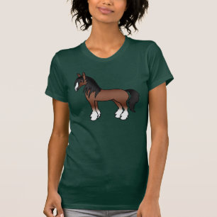 Brun Gypsy Vanner Clydesdale Shire Tecknad Häst T Shirt