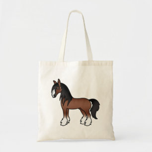 Brun Gypsy Vanner Clydesdale Shire Tecknad Häst Tygkasse