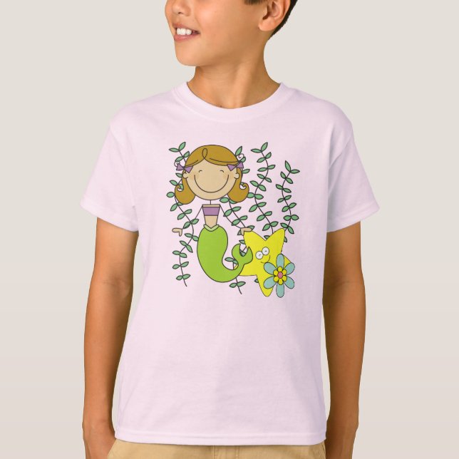 Brun Haired sjöjungfru T-shirt (Framsida)