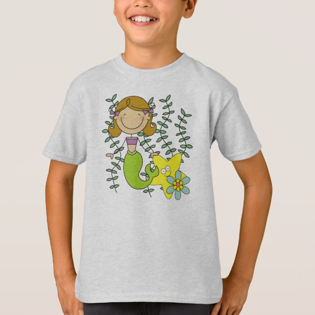 Brun Haired sjöjungfru T Shirt (Framsida)