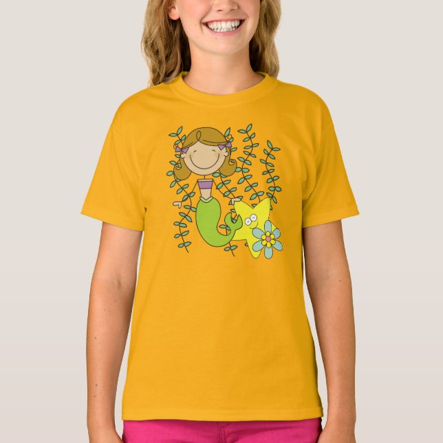 Brun Haired sjöjungfru T-shirt (Framsida)
