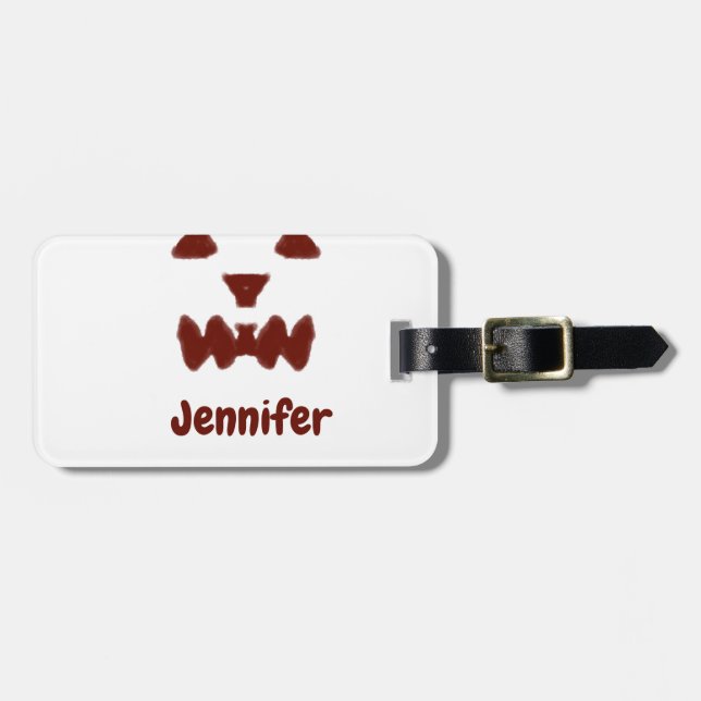 Brun Halloween, skrämmande ansikte fall, lägg till Bagagebricka (Horisontell Framsida)