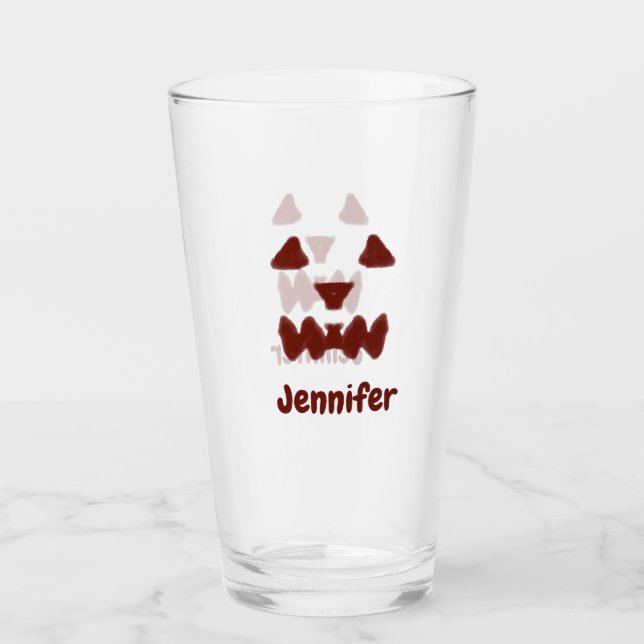 Brun Halloween, skrämmande ansikte fall, lägg till Glaskopp (Framsida)