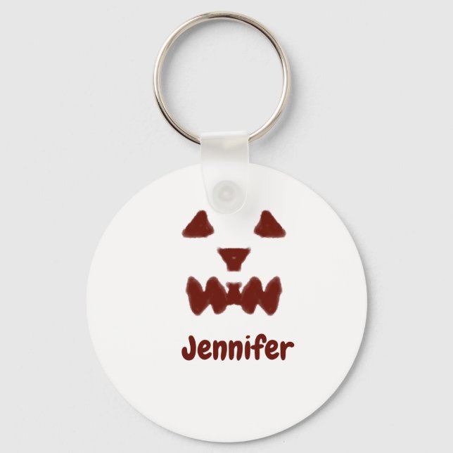 Brun Halloween, skrämmande ansikte fall, lägg till Nyckelring (Framsida)